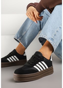 Czarno-Białe Sneakersy Kultowe Tenisówki na Grubej Podeszwie z Tłoczeniami Ellimia ze sklepu renee.pl w kategorii Buty sportowe damskie - zdjęcie 179575502