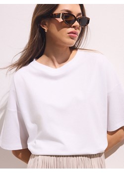 Mohito - Bawełniany t-shirt - biały ze sklepu Mohito w kategorii Bluzki damskie - zdjęcie 179576653