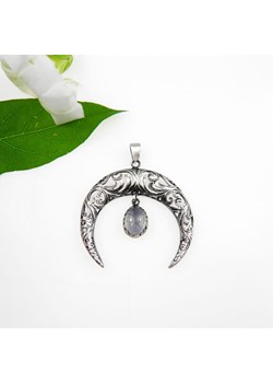 Lunula z kamieniem księżycowym oksydowana ze sklepu Venus Galeria - Magiczny Ogród Biżuterii Srebrnej w kategorii Zawieszki - zdjęcie 179585504