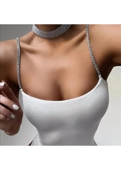 Body z błyszczącymi ramiączkami - Biały S ze sklepu Intimica.pl w kategorii Body damskie - zdjęcie 179587370