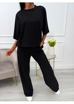 Czarny Komplet T-shirt Oversize + Spodnie ze sklepu ModnaKiecka.pl w kategorii Komplety i garnitury damskie - zdjęcie 179602100