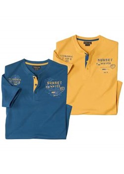 Zestaw 2 koszulek z dekoltem z guzikami Tropic Cup ze sklepu Atlas For Men w kategorii T-shirty męskie - zdjęcie 179602543