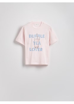 Reserved - T-shirt z haftem - pastelowy róż ze sklepu Reserved w kategorii Bluzki damskie - zdjęcie 179612511