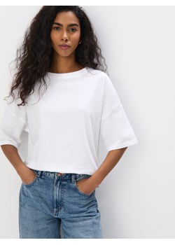 Mohito - Bawełniany t-shirt - biały ze sklepu Mohito w kategorii Bluzki damskie - zdjęcie 179618084