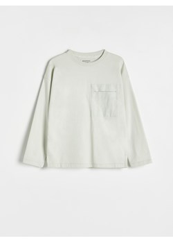 Reserved - Longsleeve oversize z kieszenią - jasnoszary ze sklepu Reserved w kategorii T-shirty chłopięce - zdjęcie 179635883