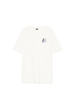 Cropp - Kremowa koszulka z haftem - kremowy ze sklepu Cropp w kategorii T-shirty męskie - zdjęcie 179644354