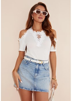 Bluzka z krótkim rękawem cold shoulder koronkowa ze sklepu Jacinshop w kategorii Bluzki damskie - zdjęcie 179646191