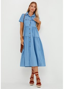 Szmizjerka rozkloszowana midi z krótkim rękawem - id: 2301202817 - marki Jacinshop - 179647200 Szmizjerka rozkloszowana midi z krótkim rękawem ze sklepu Jacinshop w kategorii Sukienki - zdjęcie 179647200