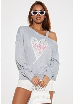 Bluzka z długim rękawem cold shoulder z sercem ze sklepu Jacinshop w kategorii Bluzki damskie - zdjęcie 179648002