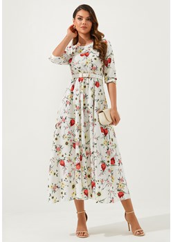 Sukienka w kwiaty maxi z rękawem 3/4 ze sklepu Jacinshop w kategorii Sukienki - zdjęcie 179648761
