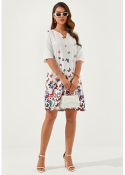 Sukienka mini w motyle z rękawem 3/4 ze sklepu Jacinshop w kategorii Sukienki - zdjęcie 179649250