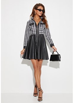 Sukienka mini w pepitkę z długim rękawem - id: 2301202096 - marki Jacinshop - 179649524 Sukienka mini w pepitkę z długim rękawem ze sklepu Jacinshop w kategorii Sukienki - zdjęcie 179649524