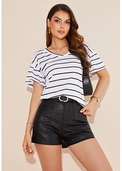 Top w paski z motylkowymi rękawami ze sklepu Jacinshop w kategorii Bluzki damskie - zdjęcie 179650852