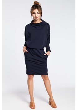 Stylowa sukienka mini z rękawami kimono - granatowa ze sklepu Cudmoda w kategorii Sukienki - zdjęcie 179651412