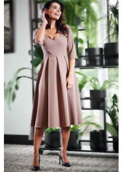 Rozkloszowana sukienka z kontrafałdami - cappuccino - id: 2025337 - marki AWAMA - 179651464 Rozkloszowana sukienka z kontrafałdami - cappuccino ze sklepu Cudmoda w kategorii Sukienki - zdjęcie 179651464