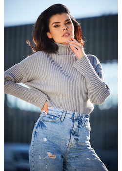 Sweter z golfem - szary ze sklepu Cudmoda w kategorii Swetry damskie - zdjęcie 179651523