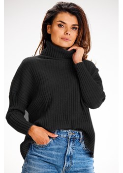 Sweter z golfem - czarny ze sklepu Cudmoda w kategorii Swetry damskie - zdjęcie 179651524