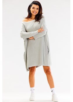 Sukienka oversize z długimi rękawami - szara ze sklepu Cudmoda w kategorii Sukienki - zdjęcie 179651530