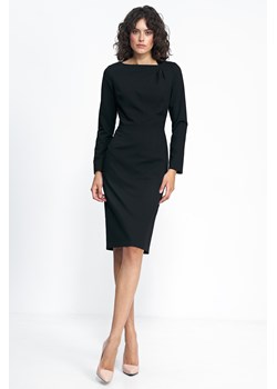 Elegancka sukienka z zakładkami w dekolcie - czarna ze sklepu Cudmoda w kategorii Sukienki - zdjęcie 179651544