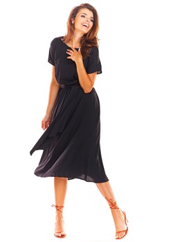 Sukienka midi z rękawem kimono - czarna ze sklepu Cudmoda w kategorii Sukienki - zdjęcie 179651650