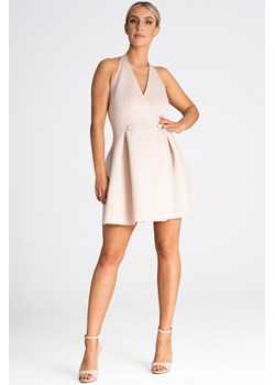 Elegancka sukienka bez pleców - beżowa ze sklepu Cudmoda w kategorii Sukienki - zdjęcie 179651763