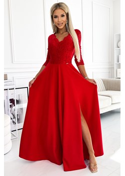 Sukienka maxi z rozcięciem na nogę i dekoltem V - czerwona - id: 2026275 - marki Numoco - 179652341 Sukienka maxi z rozcięciem na nogę i dekoltem V - czerwona ze sklepu Cudmoda w kategorii Sukienki - zdjęcie 179652341