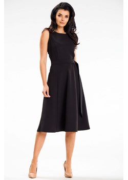 Elegancka sukienka midi rozkloszowana - czarna ze sklepu Cudmoda w kategorii Sukienki - zdjęcie 179652504