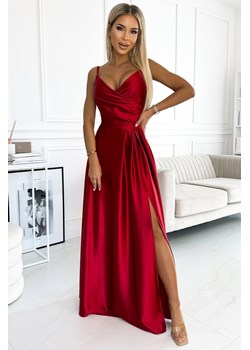 Elegancka sukienka maxi na ramiączkach - czerwona satynowa ze sklepu Cudmoda w kategorii Sukienki - zdjęcie 179652811