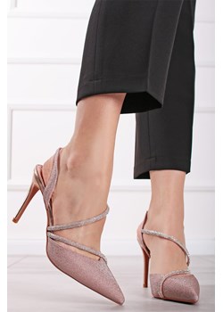 Czółenka slingback Renai - złote ze sklepu Cudmoda w kategorii Czółenka - zdjęcie 179653293