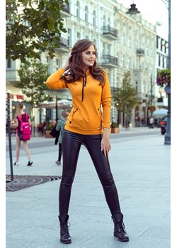 Bluza z kapturem i kieszonkami - musztardowy ze sklepu Cudmoda w kategorii Bluzy damskie - zdjęcie 179653542