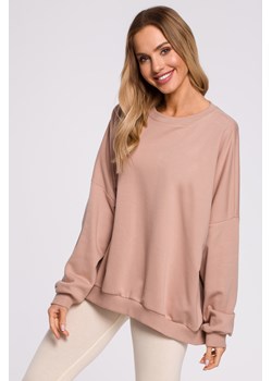 Bluza oversize ze ściągaczem na dole – mocca ze sklepu Cudmoda w kategorii Bluzy damskie - zdjęcie 179653963