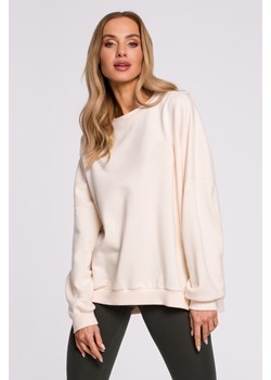 Bluza oversize ze ściągaczem na dole – waniliowa ze sklepu Cudmoda w kategorii Bluzy damskie - zdjęcie 179653964