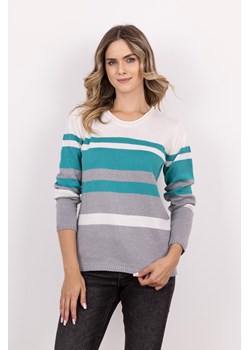 Sweter damski w paski - szary ze sklepu Cudmoda w kategorii Swetry damskie - zdjęcie 179654124