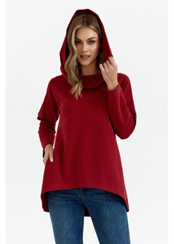 Bluza z szerokim kołnierzem i kapturem - bordowa ze sklepu Cudmoda w kategorii Bluzy damskie - zdjęcie 179654164