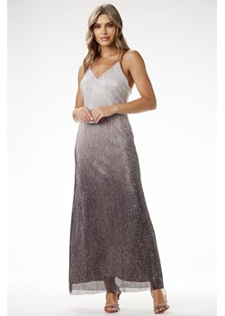 Elegancka sukienka cekinowa maxi na ramiączkach - srebrna ze sklepu Cudmoda w kategorii Sukienki - zdjęcie 179654493
