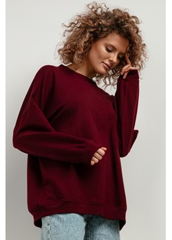 Szeroka bluza damska z długimi rękawami - bordowa ze sklepu Cudmoda w kategorii Bluzy damskie - zdjęcie 179654552