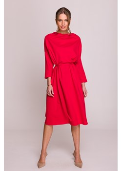 Sukienka oversize z paskiem w talii - czerwona ze sklepu Cudmoda w kategorii Sukienki - zdjęcie 179654694