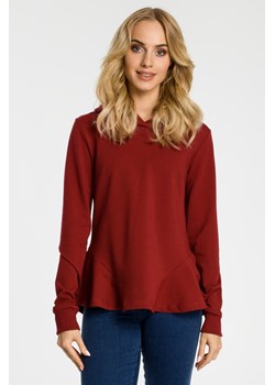 Bluza z kapturem i falbankami - bordowa ze sklepu Cudmoda w kategorii Bluzy damskie - zdjęcie 179654954