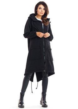 Bluza parka zapinana na zamek - czarna ze sklepu Cudmoda w kategorii Bluzy damskie - zdjęcie 179655120