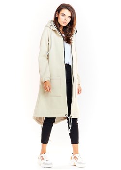 Bluza parka zapinana na zamek - beżowa ze sklepu Cudmoda w kategorii Bluzy damskie - zdjęcie 179655121