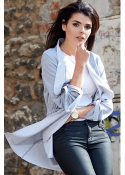 Dzianinowa bluza typu trencz - szara ze sklepu Cudmoda w kategorii Bluzy damskie - zdjęcie 179655124