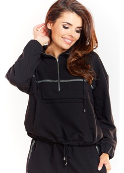 Luźna bluza z kapturem - czarna ze sklepu Cudmoda w kategorii Bluzy damskie - zdjęcie 179655130