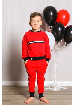 Dresowa bluza dziecięca z lampasem - czerwona ze sklepu Cudmoda w kategorii Bluzy chłopięce - zdjęcie 179655354