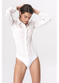 Stylowa koszula body - ecru ze sklepu Cudmoda w kategorii Bluzki damskie - zdjęcie 179655372