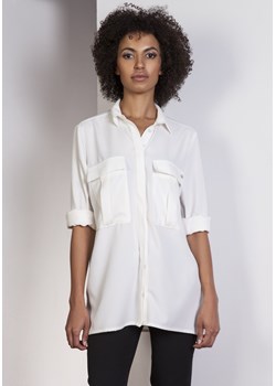 Elegancka koszula oversize - ecru ze sklepu Cudmoda w kategorii Koszule damskie - zdjęcie 179655680