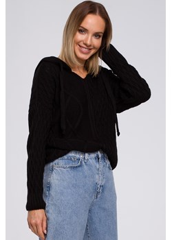 Sweter z kapturem - czarny ze sklepu Cudmoda w kategorii Swetry damskie - zdjęcie 179655910