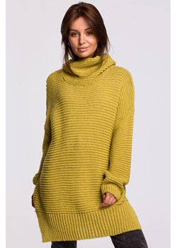 Sweter oversize z golfem - limonkowy ze sklepu Cudmoda w kategorii Swetry damskie - zdjęcie 179656034
