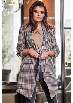 Elegancka zwiewna narzutka - granatowa-krata ze sklepu Cudmoda w kategorii Marynarki damskie - zdjęcie 179656114