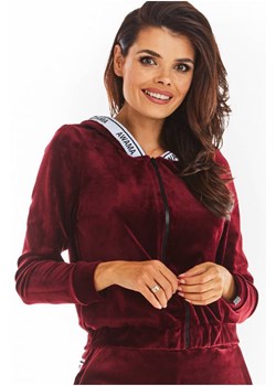 Rozpinana bluza z kapturem - bordowa ze sklepu Cudmoda w kategorii Bluzy damskie - zdjęcie 179656191