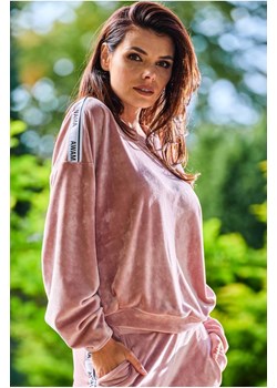 Prosta bluza z lampasami - różowa ze sklepu Cudmoda w kategorii Bluzy damskie - zdjęcie 179656194